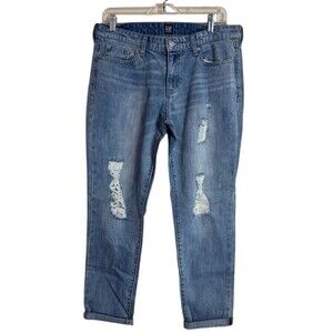 GAP Sexy Boyfriend Jeans Womens Size 27 Medium Wash Blue Distressed